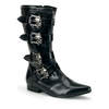 BROGUE-107 Black Skull Buckle Boots