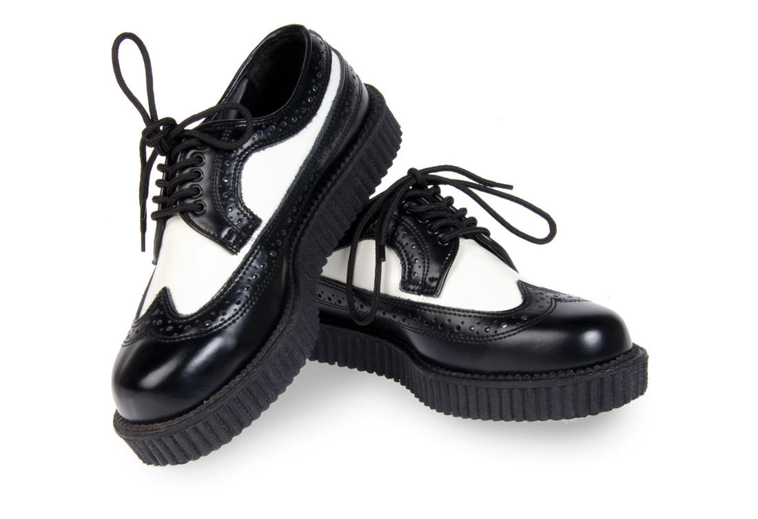black and white creepers shoes